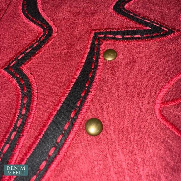 Lucky & Blessed Red Suede Boot Stitch Studded Jacket Western Rodeo NFR~NEW - Picture 12 of 16